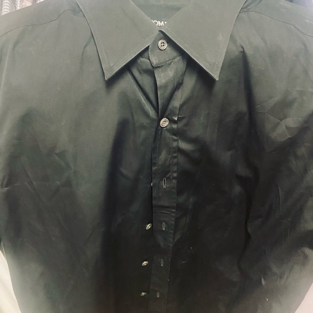 TOM FORD MEN BLACK DRESS SHIRT 17.5/44